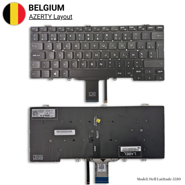 Dell Latitude 5310 Toetsenbord AZERTY BE met Backlight — vooraanzicht Dell Latitude 5310 Toetsenbord AZERTY BE met Backlight — vooraanzicht