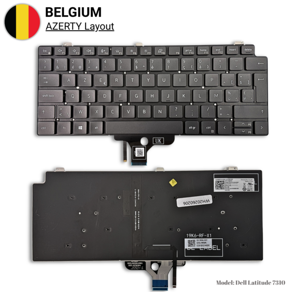 Dell Latitude 7310 Toetsenbord AZERTY BE met Backlight — vooraanzicht Dell Latitude 7310 Toetsenbord AZERTY BE met Backlight — vooraanzicht