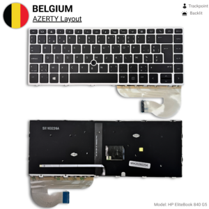 HP EliteBook 840 G5 Toetsenbord AZERTY BE met Backlight — vooraanzicht
