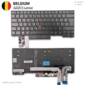 Lenovo ThinkPad T14 Gen 1 Toetsenbord AZERTY BE met Backlight — vooraanzicht