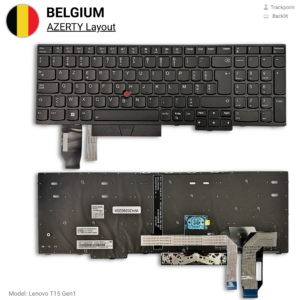 Lenovo ThinkPad T15 Gen 1 Toetsenbord AZERTY BE met Backlight — vooraanzicht