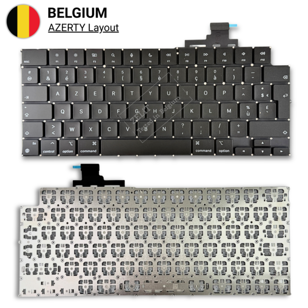 A2681 – MacBook Air 13.6″ (2022, M2) Toetsenbord AZERTY BE — vooraanzicht A2681 – MacBook Air 13.6″ (2022, M2) Toetsenbord AZERTY BE — vooraanzicht