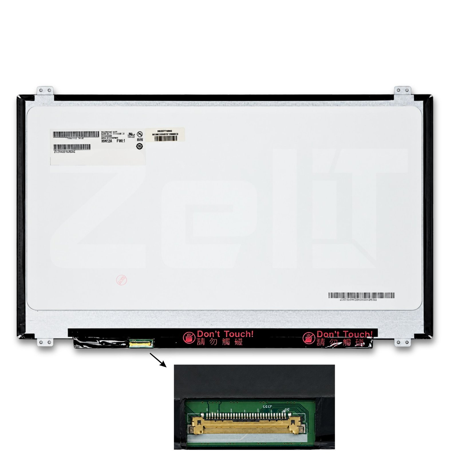 B173HAN01.0 17,3 inch laptopscherm – achterkant met label en eDP-connector