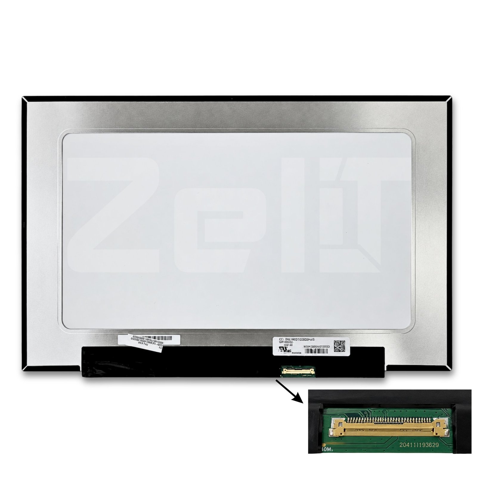LM140LF2L 14 inch laptopscherm – achterkant met label en eDP-connector