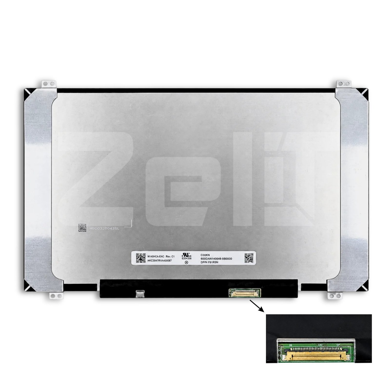 N140HCA-EAC 14 inch laptopscherm – achterkant met label en eDP-connector
