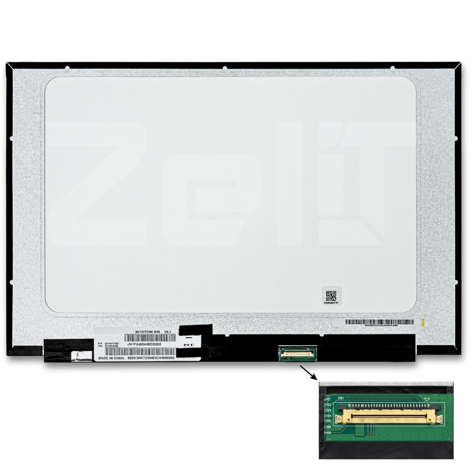 NV156FHM-N48 15,6 inch laptopscherm – achterkant met label en eDP-connector